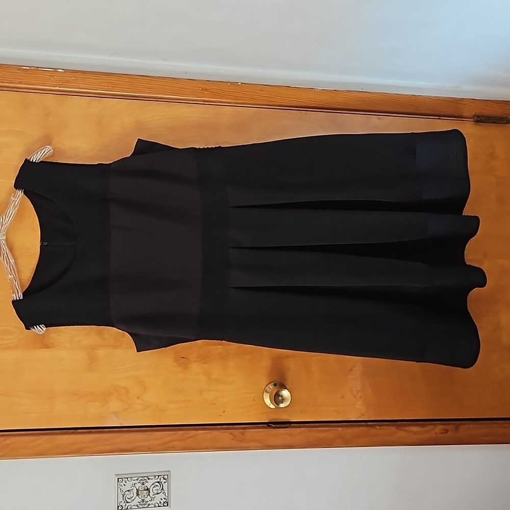 Black skater dress with ribbed detail